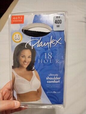 🟣2/$15 Playtex 18 Hour Ultimate Shoulder Comfort Bra - Black (Packaged)